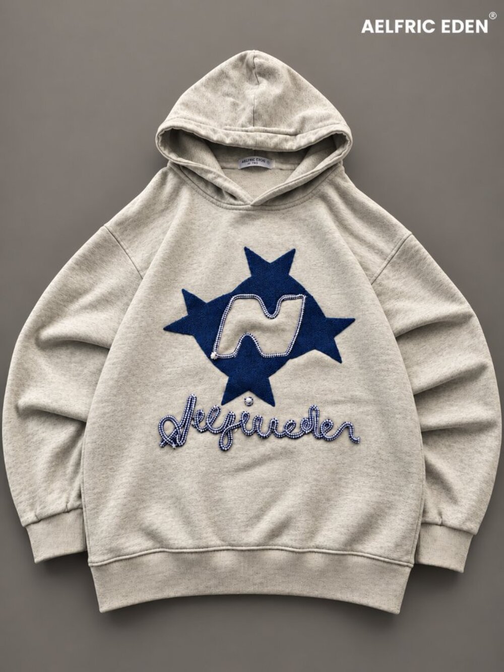 Aelfric Eden Stellaris Embroidered Hoodie Gray Blue Star M